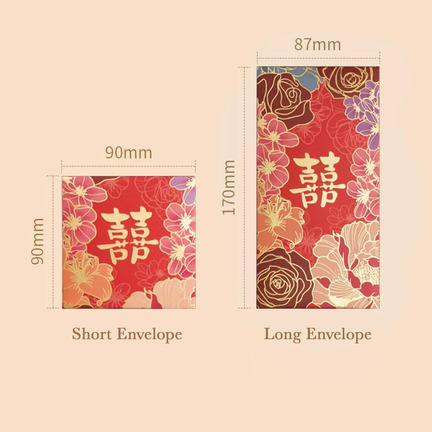 Chinese Red Envelopes - Floral Double Happiness