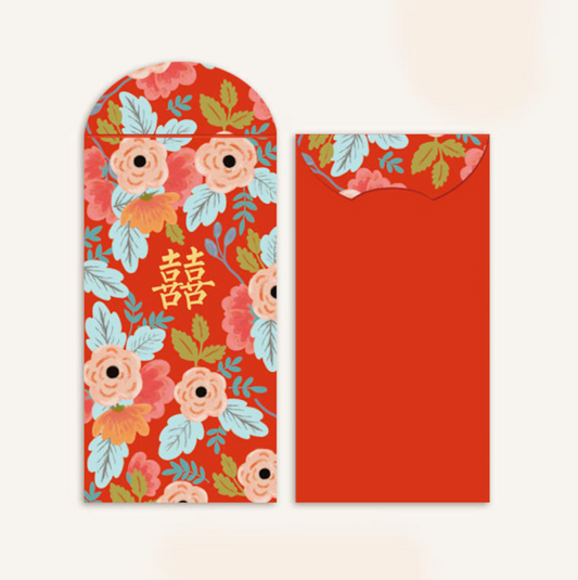 double happiness floral red envelope